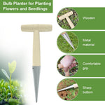 HASTHIP Dibber for Seed and Seedling Planting with 10 in Wooden Handle and Metal Tip | Ergonomic T Handle