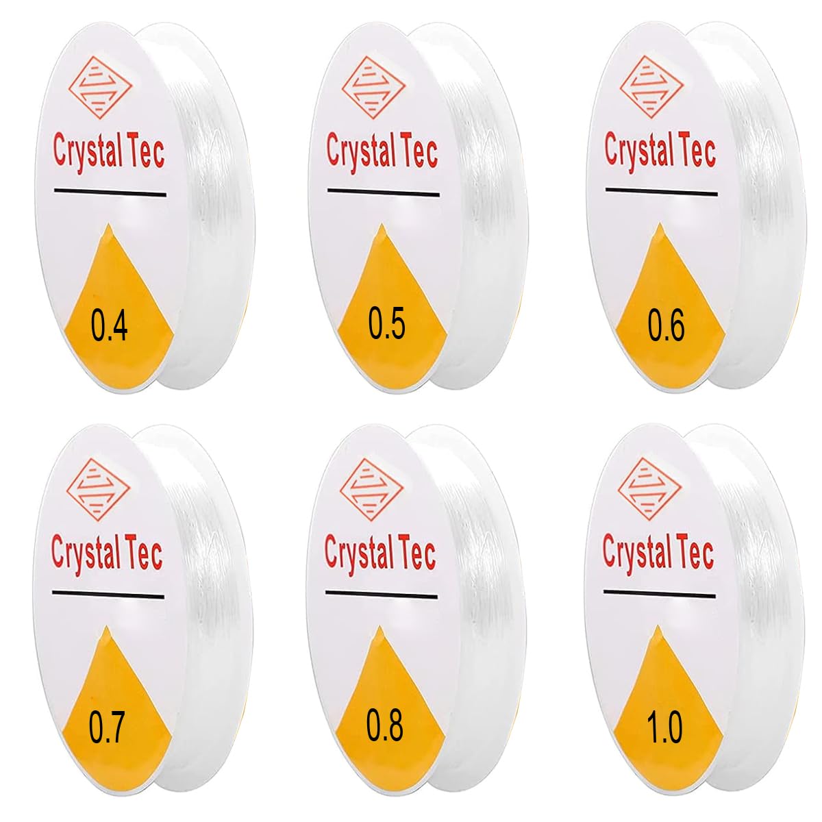 HASTHIP Elastic String for Jewelry Making featuring Six Rolls 0.4–1.0mm Clear Thread | Easy Knotting for Bracelets and Necklaces