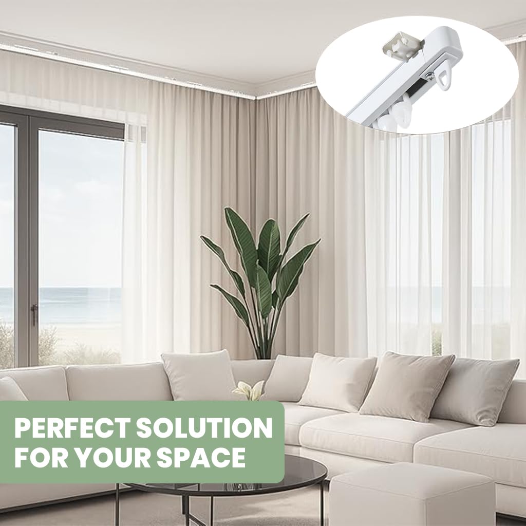 HASTHIP Curtain Rods for Ceiling Curtains featuring Silent Track System and 33–59 in Adjustable Aluminum Rail
