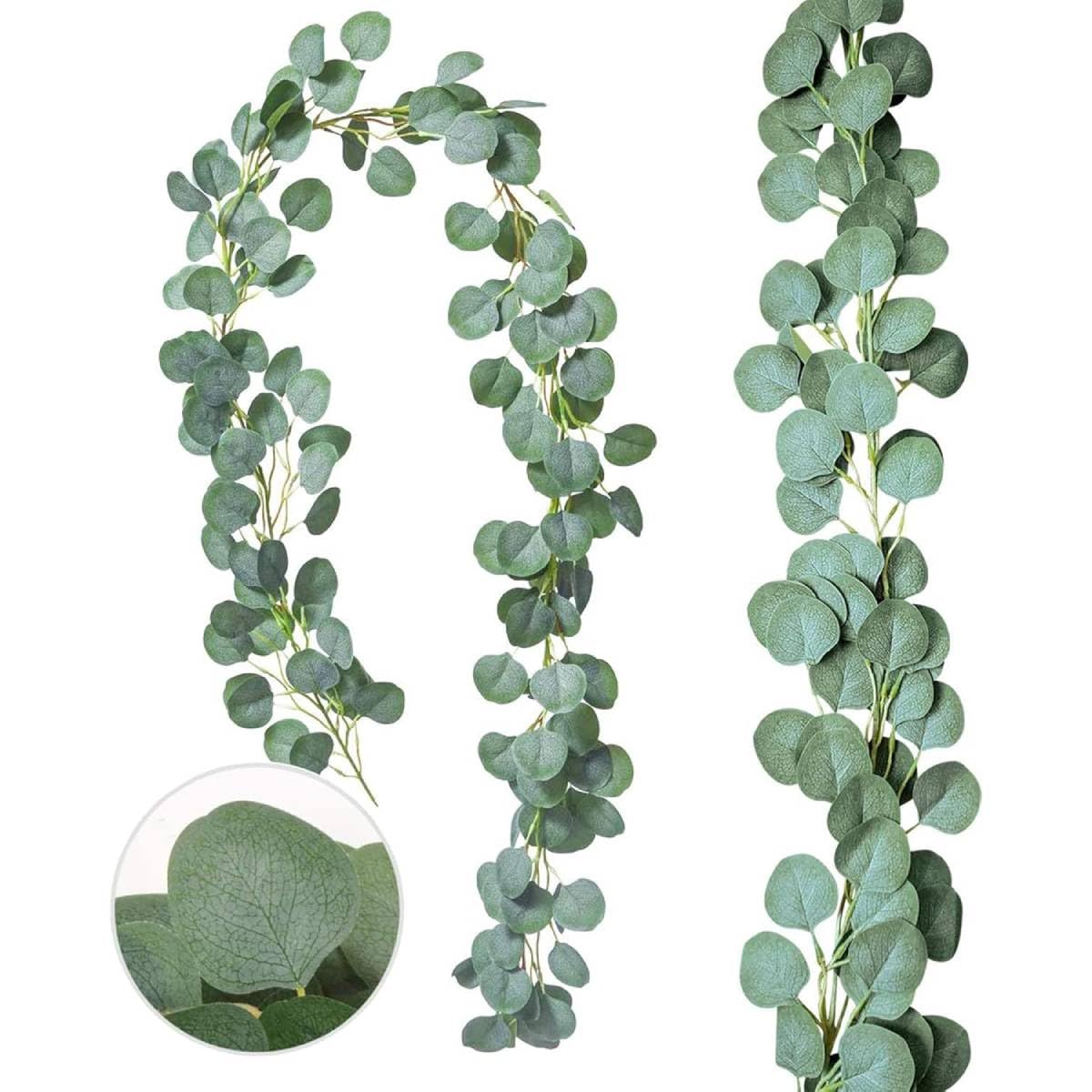 HASTHIP Eucalyptus Garland for Wedding and Home Décor featuring 6 Pack 2.4m Handmade Vines | Realistic Green Leaves