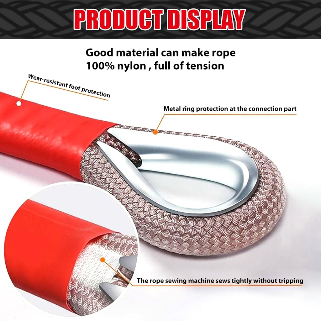 HASTHIP® 13ft -18Tons Tow Rope, Heavy Duty Towing Strap with Screw Fixed D Ring, Woven Nylon Car Toe Cable for Car