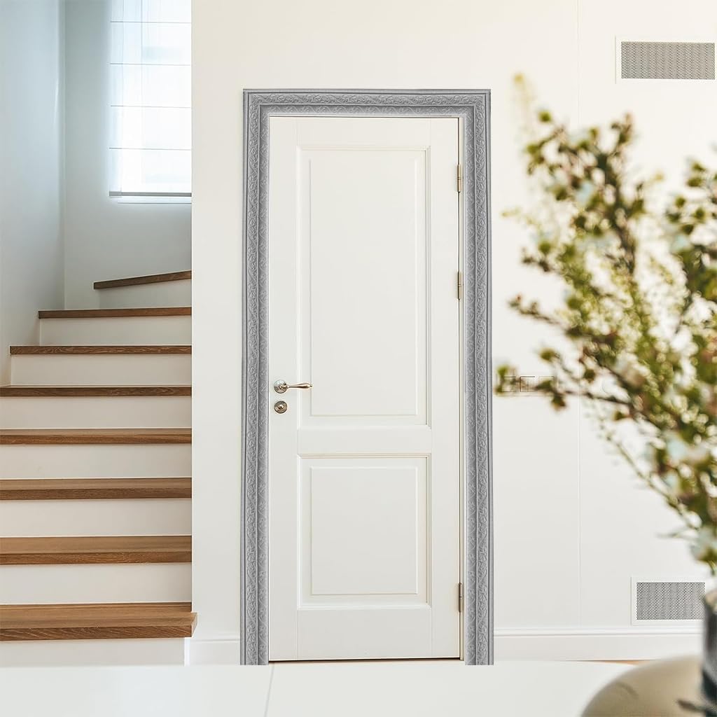 HASTHIP Peel Stick 3D Wall Edging for Living Rooms featuring 2.3 m x 7.8 cm XPE Foam | Silver Gray Trim