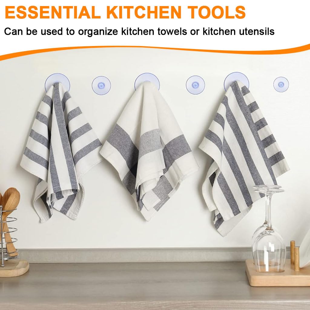 HASTHIP Suction Cup Hooks for Kitchen and Bathroom featuring Strong Hold Clear PVC | 40pcs in 4 Sizes