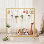 HASTHIP® 200cm Wedding Arch Backdrop Stand - Metal Square Backdrop Stand Decoration - Gold Wedding Arches Stand - Square Balloon Arch Stand for Wedding - for Wedding, Birthday, Background Decoration