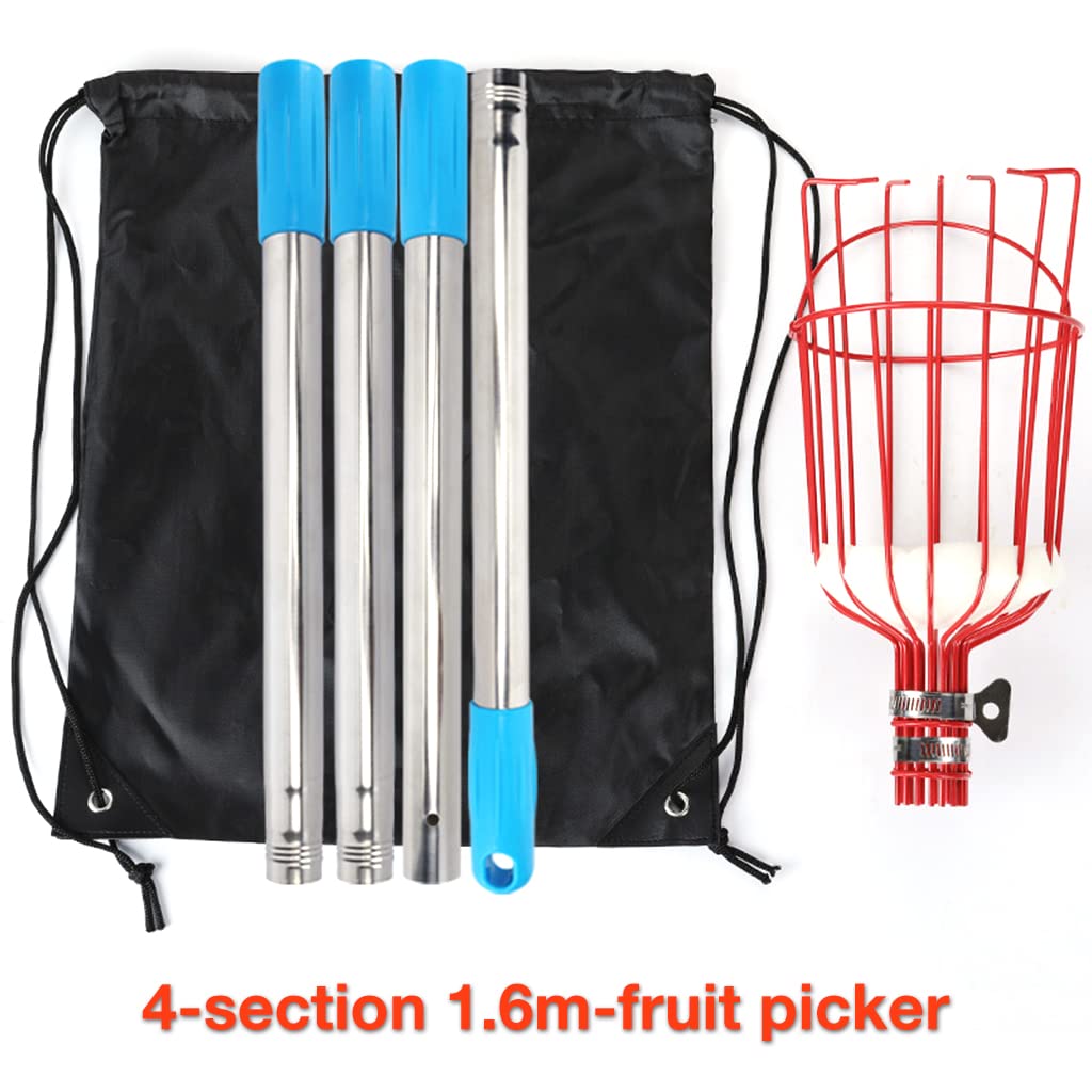 190cm Fruit Picker with Basket and Telescopic Pole, Fruit Plucker for Coconut, Mango and More, Easy to Use Fruits Catcher Tree Picker