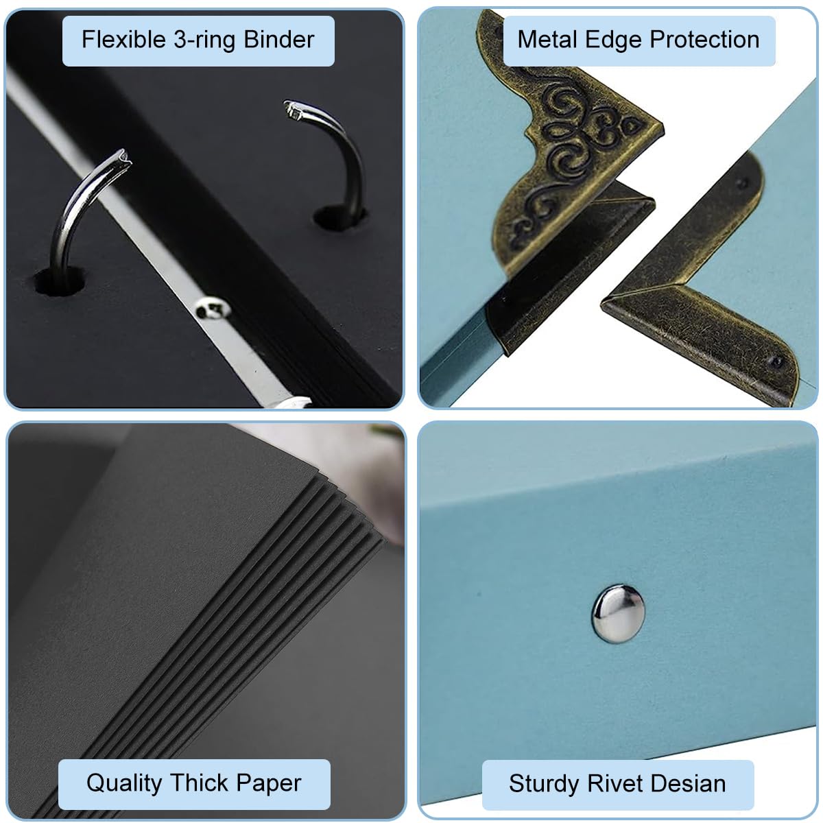 HASTHIP DIY Scrapbook Photo Album Kit for Couple with 60 Pages 8.5x11 in Hardcover | Includes Pens Stickers and Washi Tapes