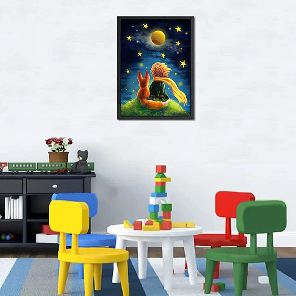 Diamond Painting Kit, 12x16inch The Little Prince and Wolf 5D Diamond Painting Kit for Adults & Kids, Very Suitable for Home Leisure and Wall Decoration, Gift for Kids and Adults
