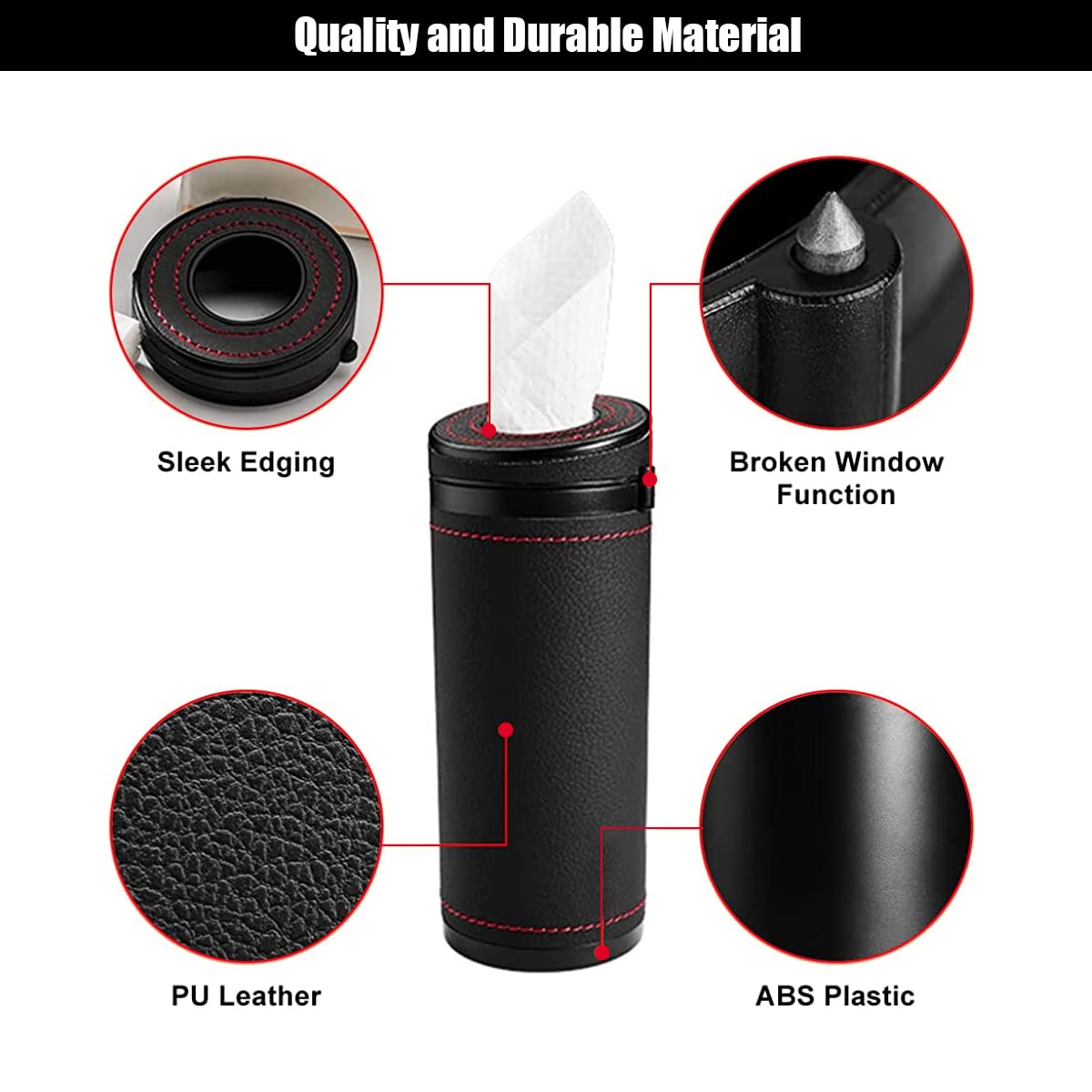 HASTHIP Car Tissue Paper Holder for Cup Holder | 2.75 in PU Leather Cylinder Box 2PCS