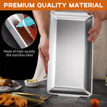 HASTHIP Baking Tray Set for Cookies and Cakes with 36x20cm Deep Sides | 304 Stainless Steel