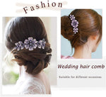 MAYCREATE® Hair Clips for Women Flower Hair Comb Pins Slide Hair Clips for Girls Crystal Barrettes Bridal Charm Hair Accessories - 1Pc, Dark Purple