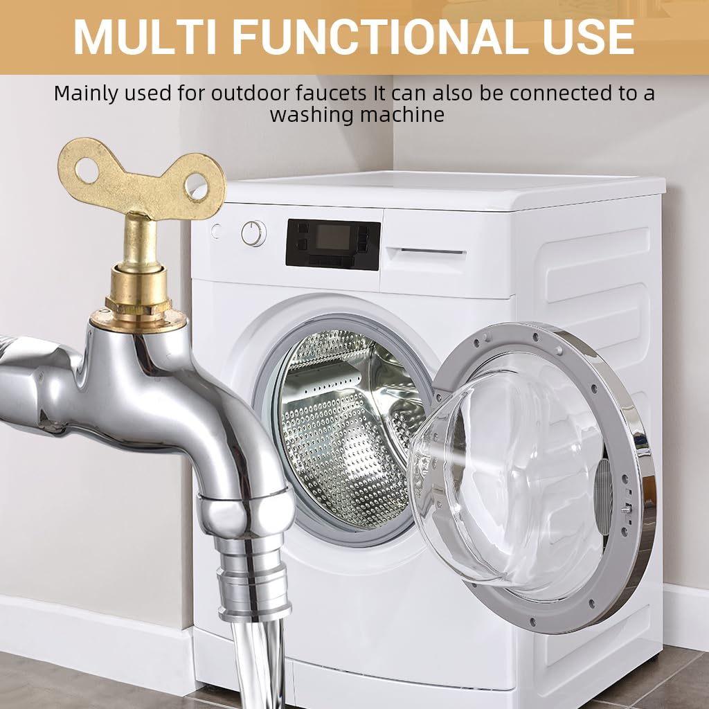 HASTHIP Lockable Faucet for Outdoor Spigots with 2 in 1 Key Valve and Zinc Alloy Body | Prevent Water Theft