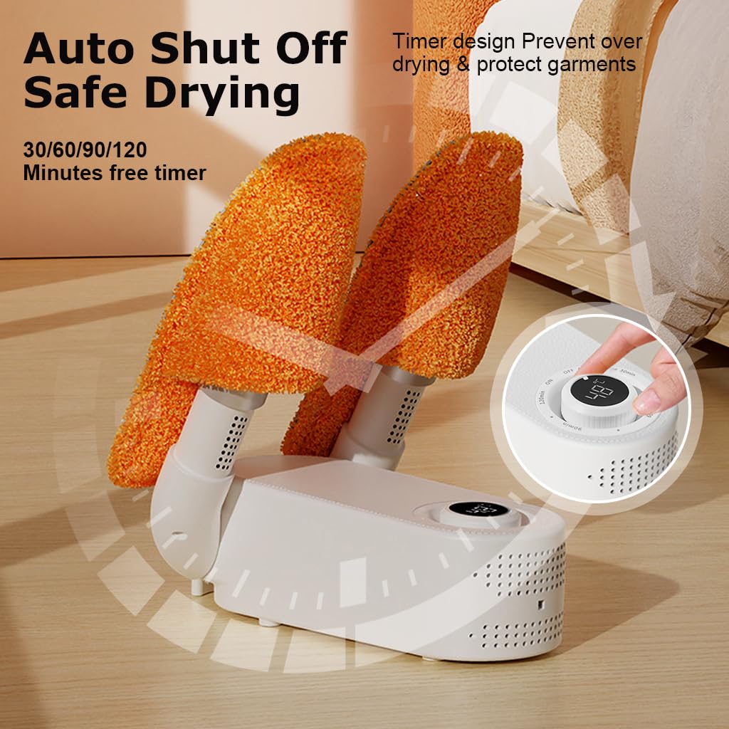 HASTHIP® Electric Shoe Dryer- Folding Boot Dryer for Work Boots, Shoe Dryer and Deodorizer, Smart 4-Timer Control, Safe 48°C Heat, Quick Drying 360° Air Circulation Shoe Dryer for Shoes, Boots, Gloves