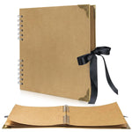 HASTHIP Scrapbook Album for DIY Memories with 60 Blank 8x8 Pages and Ribbon Tie Closure | Brown Keepsake Gift