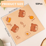 HASTHIP Food Wrappers for Sandwiches and Burgers featuring Greaseproof 18x18cm Sheets | 50 Pack