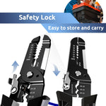 Multipurpose Wire Cutter and Stripper Tool Durable Carbon Steel Ergonomic Grip 10-22 AWG for Electricians & DIY with Safety Lock Crimping & Cutting Functions