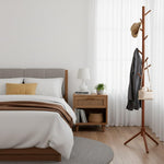 HASTHIP® Solid Wood Coat Hanger, 67.7'' Minimalist Cloth Stand for Bedroom, Coat Stand with 8 Twig Hooks, Freestanding Clothes & Hat Hanger