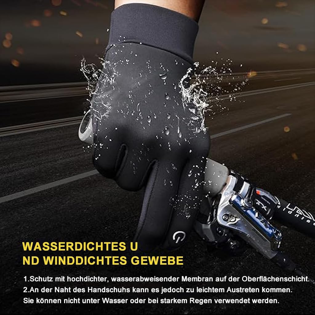 HASTHIP® Grey Cycling Gloves, Warm Winter Gloves, Water-Repellent, Touchscreen Gloves, Windproof Running Gloves, Non-Slip for Men and Women, for Running, Cycling, Climbing