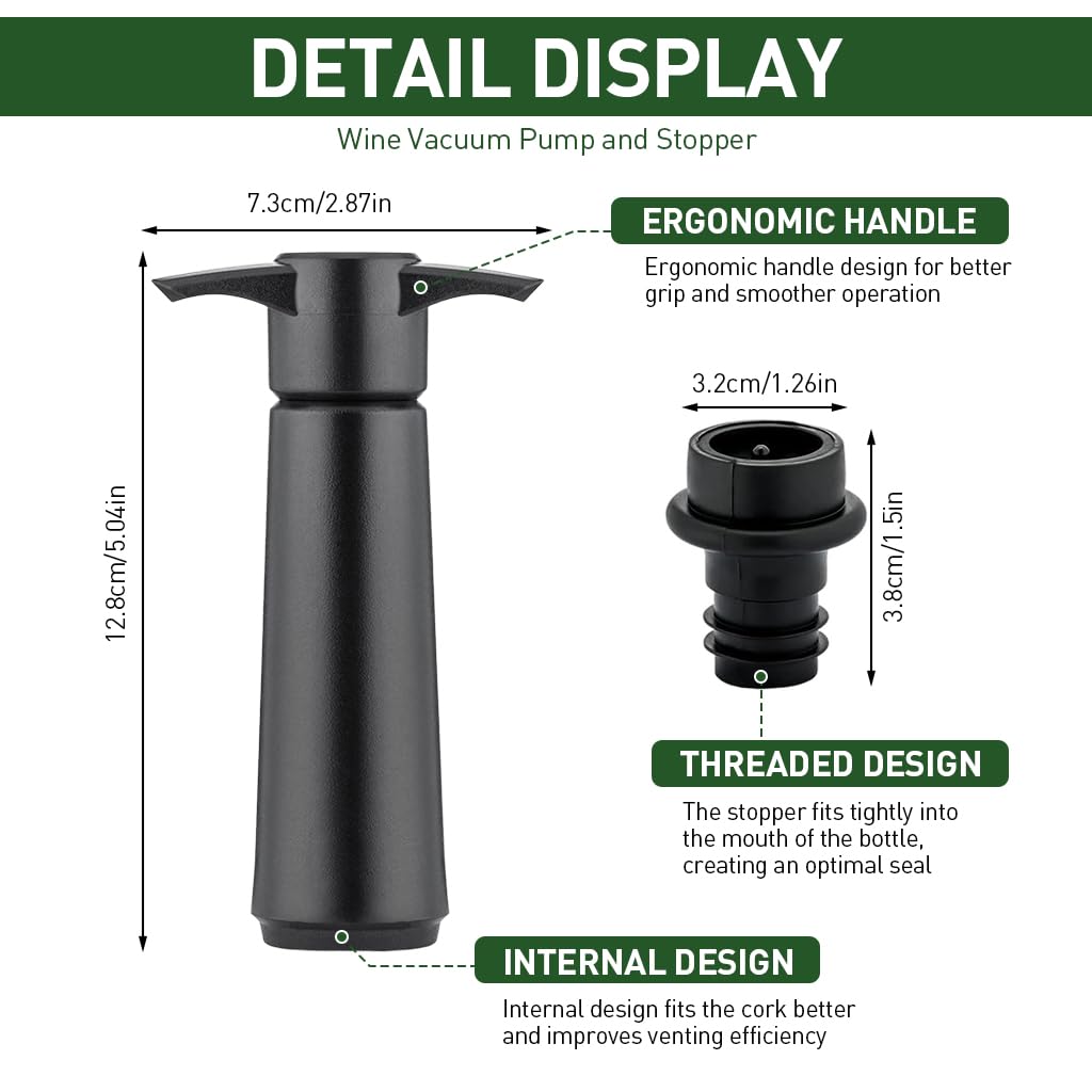 HASTHIP® Wine Vacuum Pump with 4 Stoppers, Wine Preservation Pump Wine Vacuum Pump, Wine Saver, Universal Wine Vacuum Saver Sealer, Wine Supplies