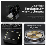 HASTHIP® Upgraded 3 in 1 Wireless Charger, Charger Cradle, Luminous Foldable Wireless Charging Cradle, Compatible with Charger & 16/15/14/13/12