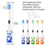 HASTHIP Kids Toothbrush Set for Ages 2‑6 with Ultra Soft Bristles and Panda Handle | 6pcs Suction Cup Design