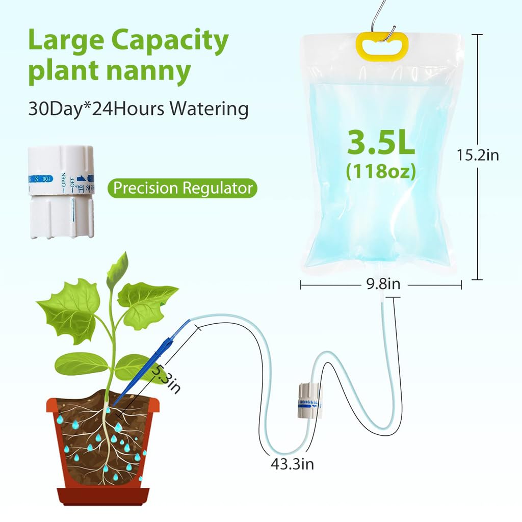 HASTHIP Drip Irrigation Kit for Garden and Home with 3.5L Water Bag | Adjustable Self Watering Devices
