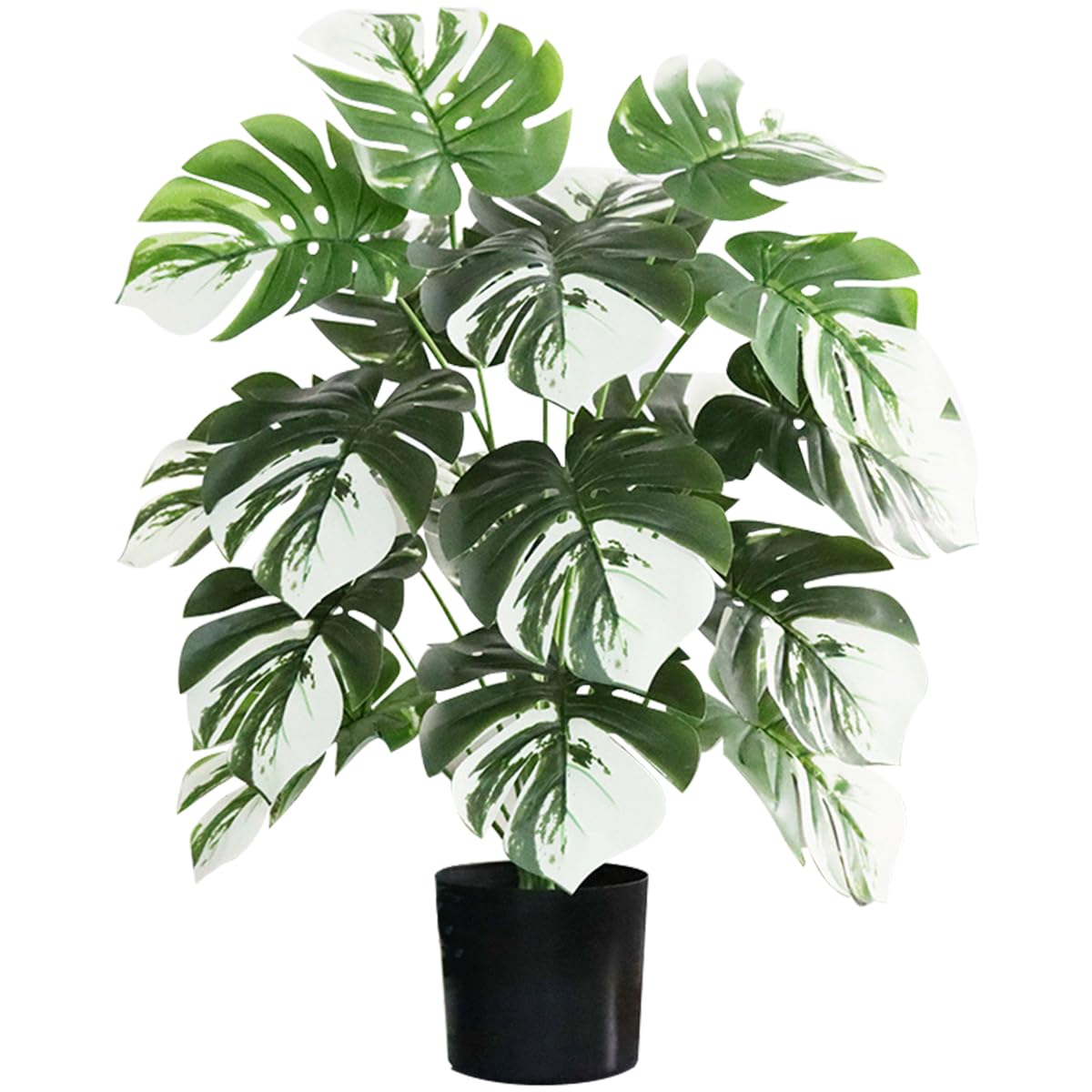 HASTHIP Artificial Monstera Deliciosa Plant for Home or Office Decor with Black Pot | 23.6 in Lifelike Greenery