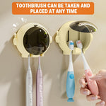 HASTHIP Wall Mounted Toothbrush Holder with Dual Slots and Flip Lid for Couples | No-Drill Adhesive Bathroom Organizer
