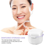 HASTHIP Denture Case for Travel with Double Layer Strainer Basket 8.8×9.6×7 cm White | Medical Grade PP Storage Cup