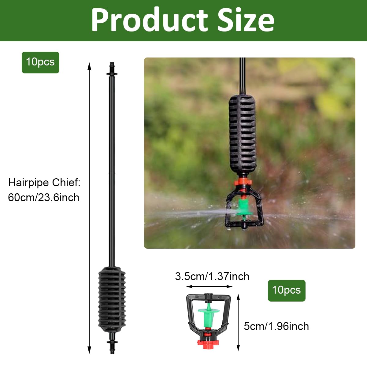 HASTHIP Hanging Drip Irrigation Kit for Gardens and Greenhouses with 60 cm 360° Rotary Sprinklers | 10 Pcs Automatic Watering System
