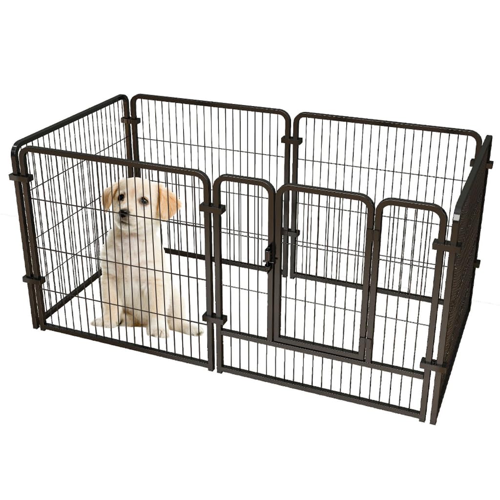 HASTHIP® Dog Playpen Metal Pet Playpen Free Assembly Indoor Pet Fence with Door Playpen for Dog Cat Playpen Indoor DIY Fence Foldable Pet Playpen for