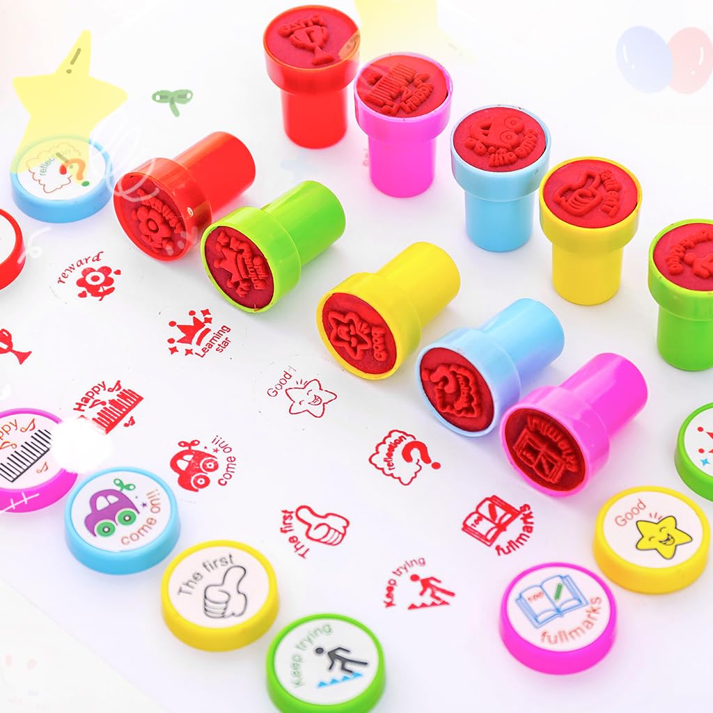 HASTHIP Kids Reward Stamps for Classroom Motivation featuring 20pcs Quick Dry Pre Inked Designs