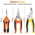 HASTHIP® Gardening Scissor 3Pcs - Thickened Stainless Steel Pruning Cutter Plants - Gardening Tools - Kit For Home Garden - Plant Cutter For Garden & Potted Plants - 20CM