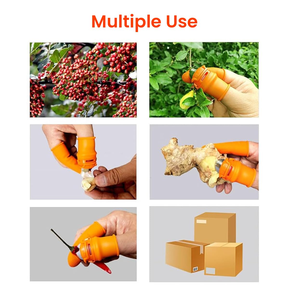 HASTHIP Thumb Cutter Set for Plant Harvesting with 24 pcs Stainless Steel Blades | 10 pcs Silicone Finger Protectors