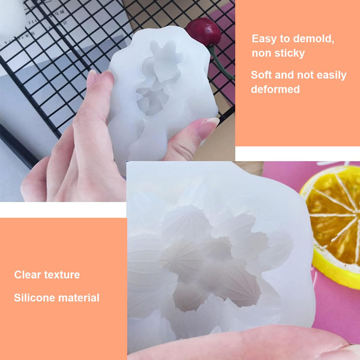 HASTHIP Succulent Silicone Molds for DIY Resin Crafts featuring 9 Styles & Non Stick Design | Food Grade Reusable White Set
