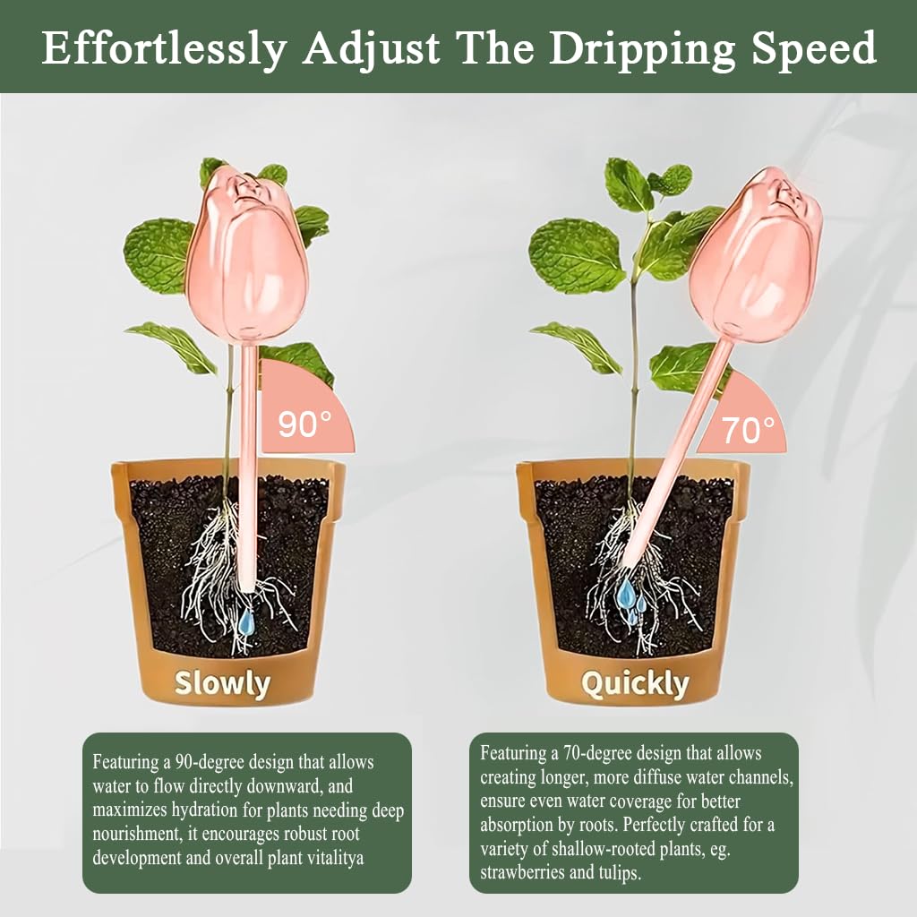 HASTHIP Tulip Waterers Pack of 4 for Indoor and Outdoor Plants featuring Automatic Self Watering Spike in Pink