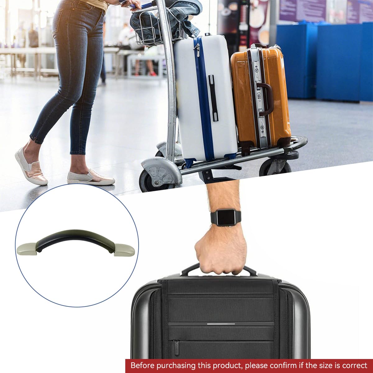 HASTHIP Replacement Suitcase Handles for Luggage with Screw-Fixed Design and 8 in Flexible Grip