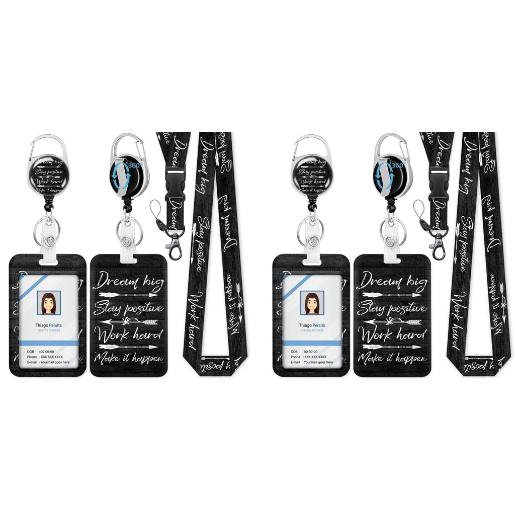 HASTHIP Retractable Badge Holder for ID and Keys with 23 in Reel | Detachable Lanyard Set