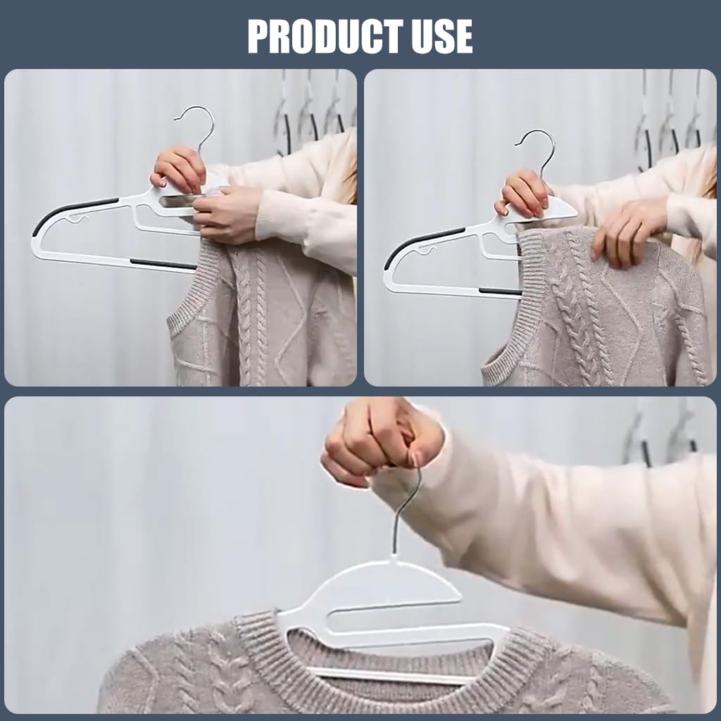 HASTHIP Clothes Hangers for Wardrobe Organization featuring Anti Slip Shoulders and Hooks | 10 Pack Plastic Hangers for Shirts Suits and Dresses