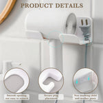 HASTHIP Hair Dryer Stand for Bathroom with Plug Storage Slot featuring Self Adhesive Mount | Set of 2 Wall Organizer Racks