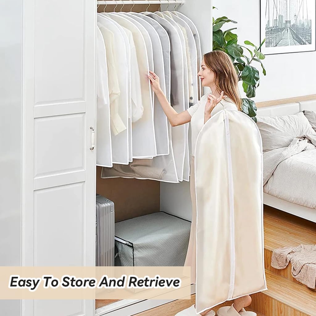HASTHIP garment bags for clothes storage featuring full zipper clear plastic cover 55 in | 5 pack