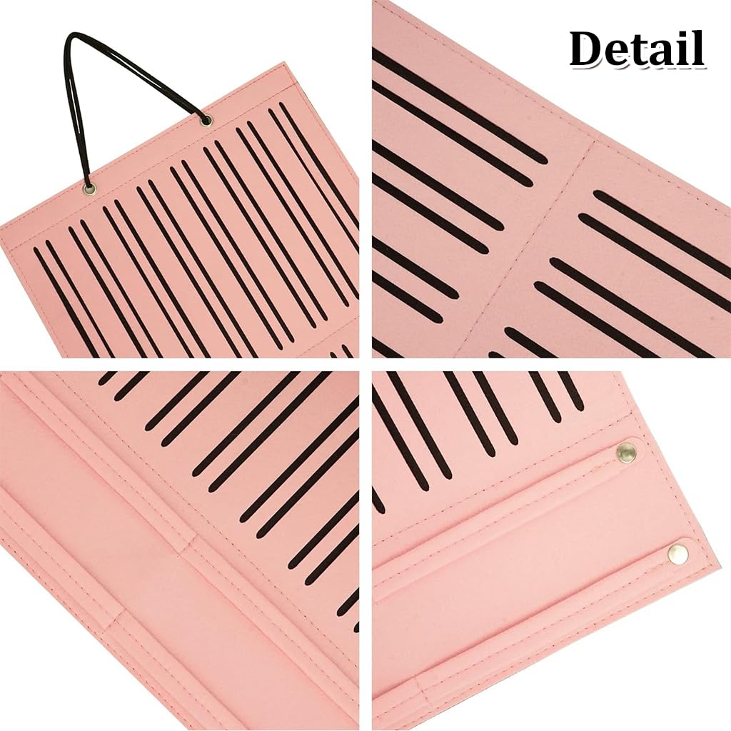 HASTHIP Hair Accessories Organizer for Wall Hanging with 3 Layer Felt Straps 35.4x14.9 in Pink | For Girls and Women Hair Clips and Headbands Storage