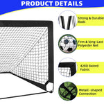 HASTHIP® Football Goal Net Kit for Kids, Football Training Goal Target Net with Inflatable Soccer Ball, Inflator Pump, Ground Stakes, Training Cones, Black Training Cone Marker 47x37x35 Inch