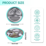 HASTHIP Kids Food Plate for Toddlers with Strong Suction Cups featuring 3 Compartments | 6.2 in Stainless Steel