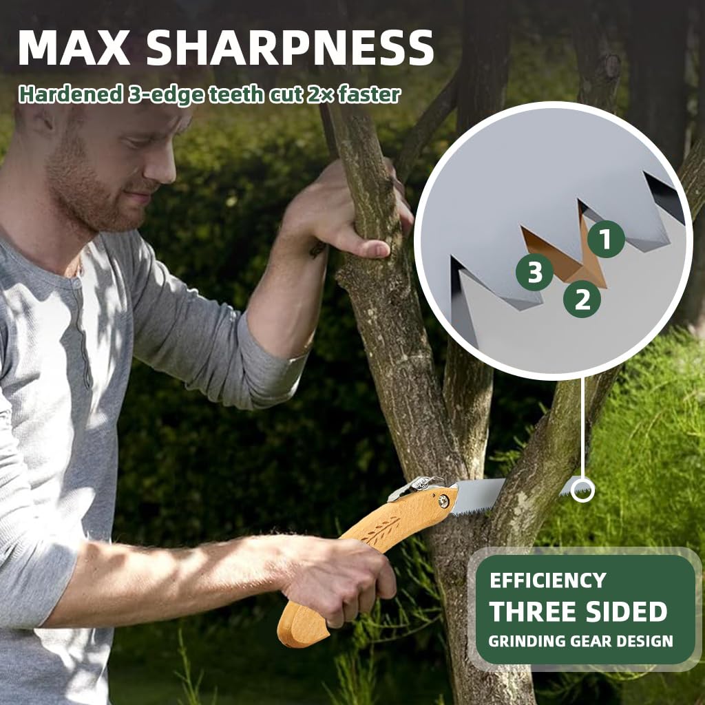 HASTHIP Folding Pruning Saw for Gardening and Camping with Beech Handle & Safety Lock