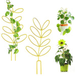 HASTHIP Garden Trellis for Climbing Plants featuring Leaf Design 30cm Metal Support | 2 Pack