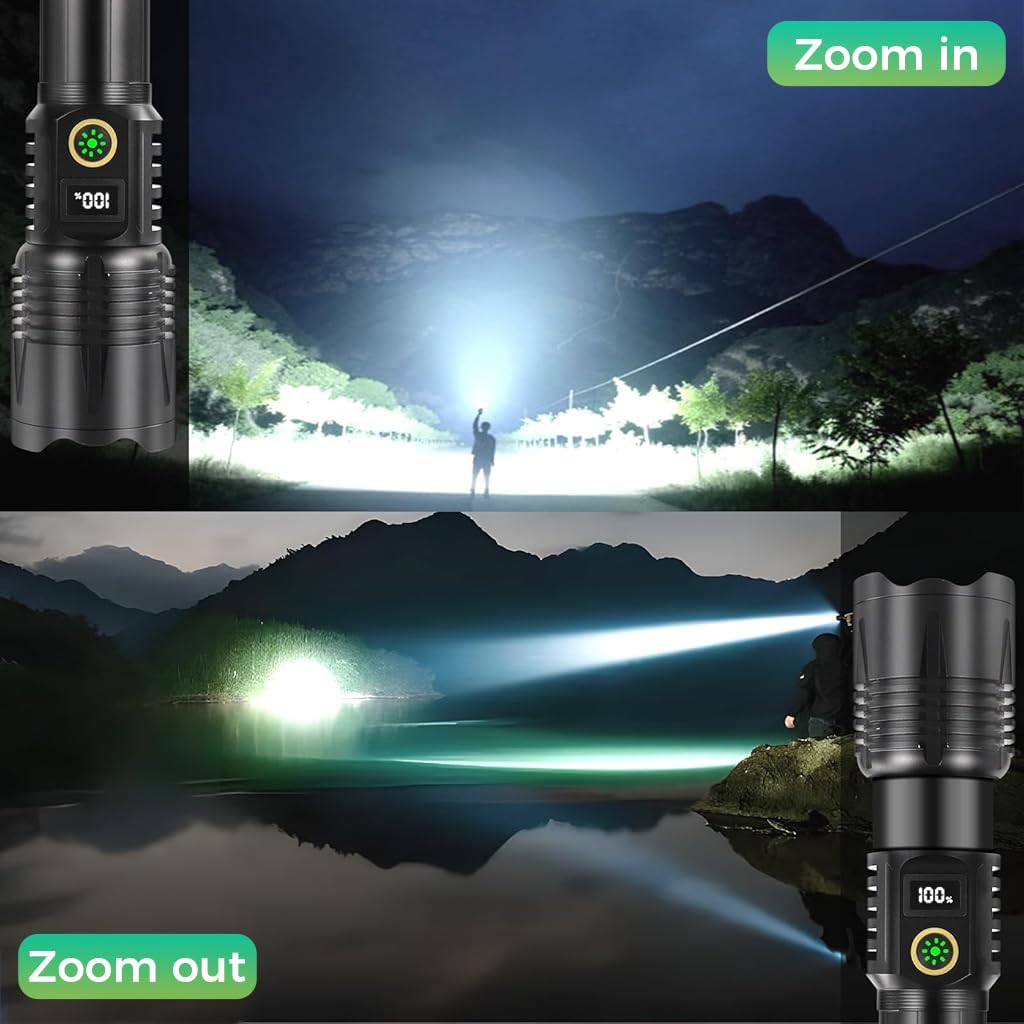 HASTHIP® Linterna LED recargable, linterna superbrillante de 2000 lúmenes de alta potencia con 5 modos,