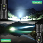 HASTHIP® Linterna LED recargable, linterna superbrillante de 2000 lúmenes de alta potencia con 5 modos,