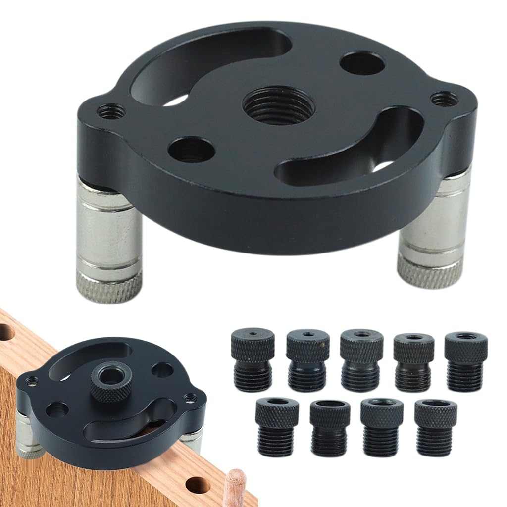 HASTHIP® Self-Centering Doweling Jig, Adjustable Drill Guide for Precise Woodworking, Handheld Dowel Hole Locator Tool, Straight Hole Puncher for Wood Panel Joints