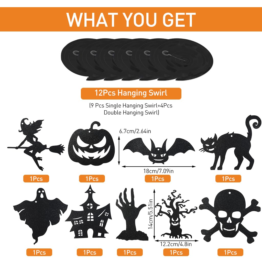 HASTHIP Halloween Wall Hangings for Home & Party with 13Pcs 3D Paper Silhouettes | Easy Hanging Decor
