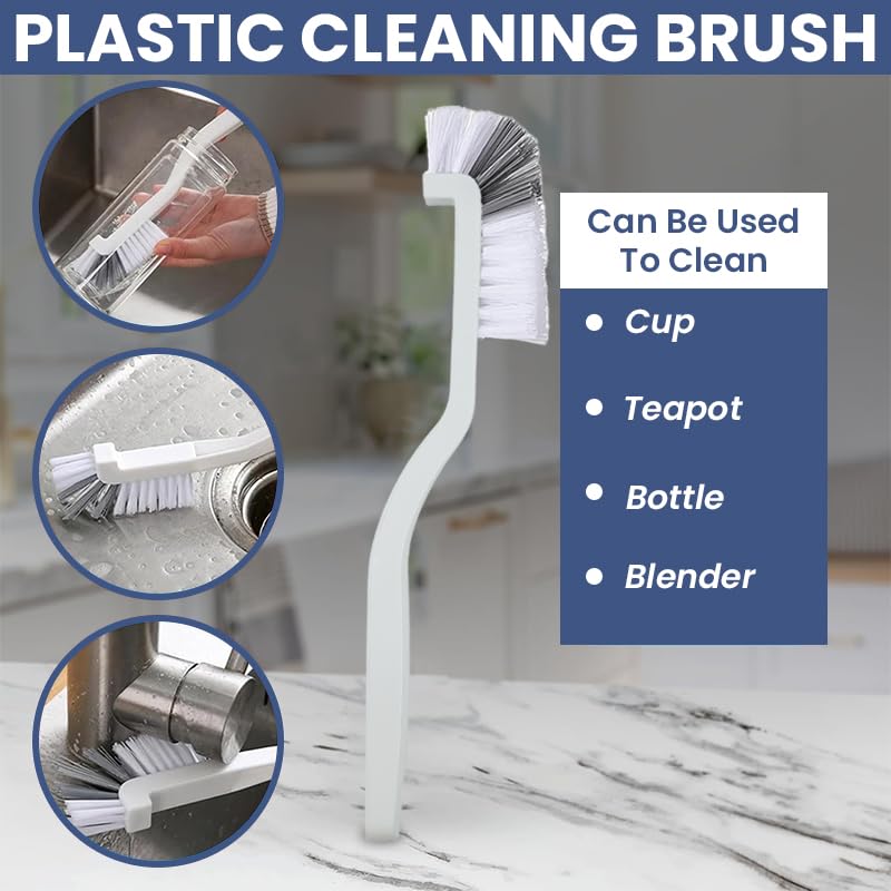 HASTHIP Gap Cleaning Brush Set for Kitchen and Bathroom with 11pcs Curved and Grout Brushes